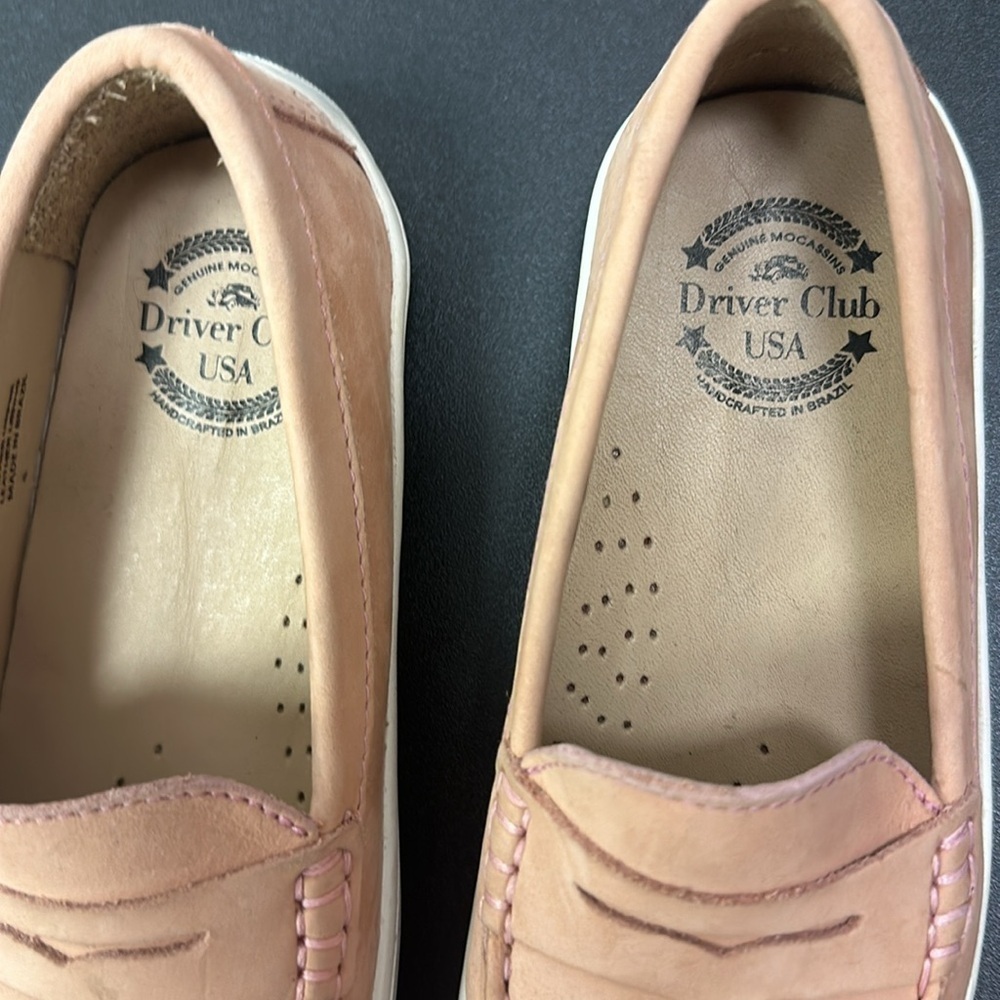 Drivers club pink slip on Leather loafers girls size 1 - Picture 3 of 8